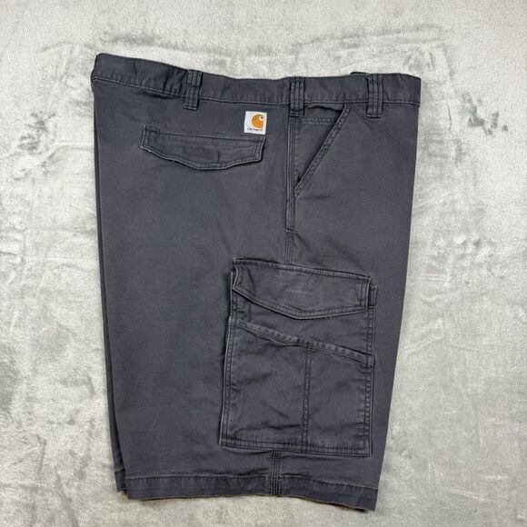 Carhartt Cargo Shorts Mens 48 Grey Pockets Relaxed Fit Logo Workmen Casual - Picture 5 of 10